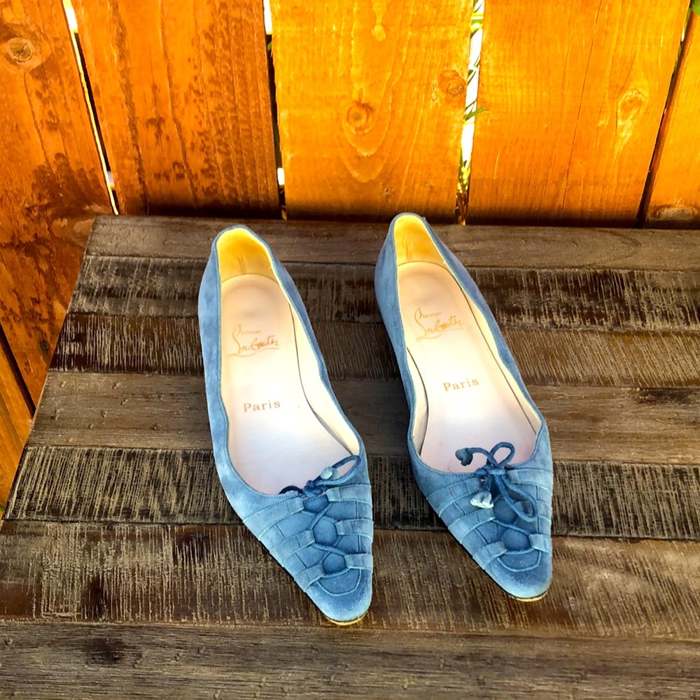 Christian Louboutin blue suede shoes size 37.5 women’s